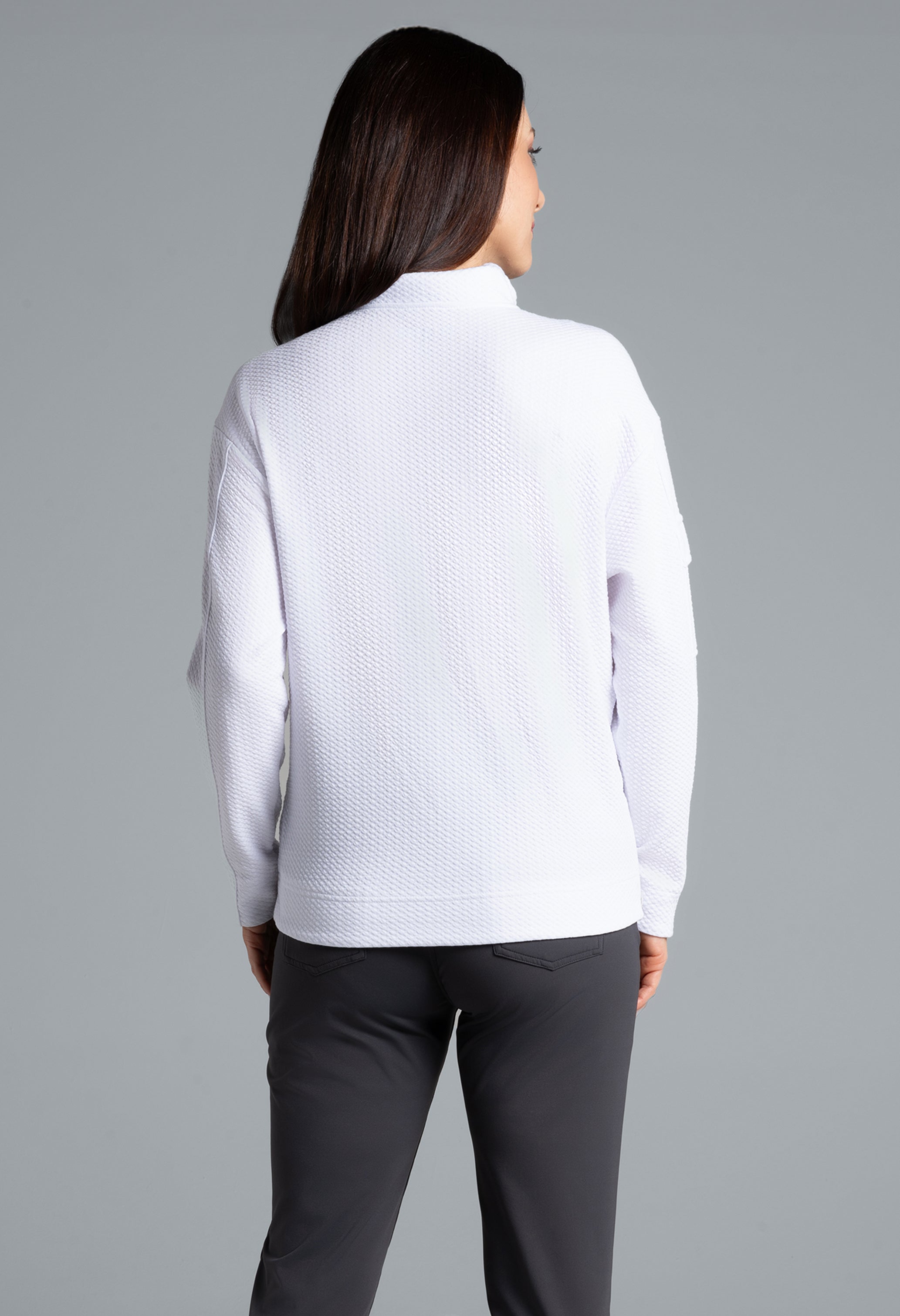 Solid Popcorn Stitch 1/4 Zip Pullover - 42000